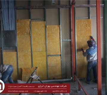 عایق کاری صوتی مجتمع تجاری-اداری آبان پلازا با پشم شیشه - شرکت مهندسی بهران انرژی