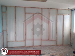 عایق کاری صوتی دیوار داخلی ساختمان مسکونی - مدرسه مشکات مشهد - شرکت مهندسی بهران انرژی - 09155154196