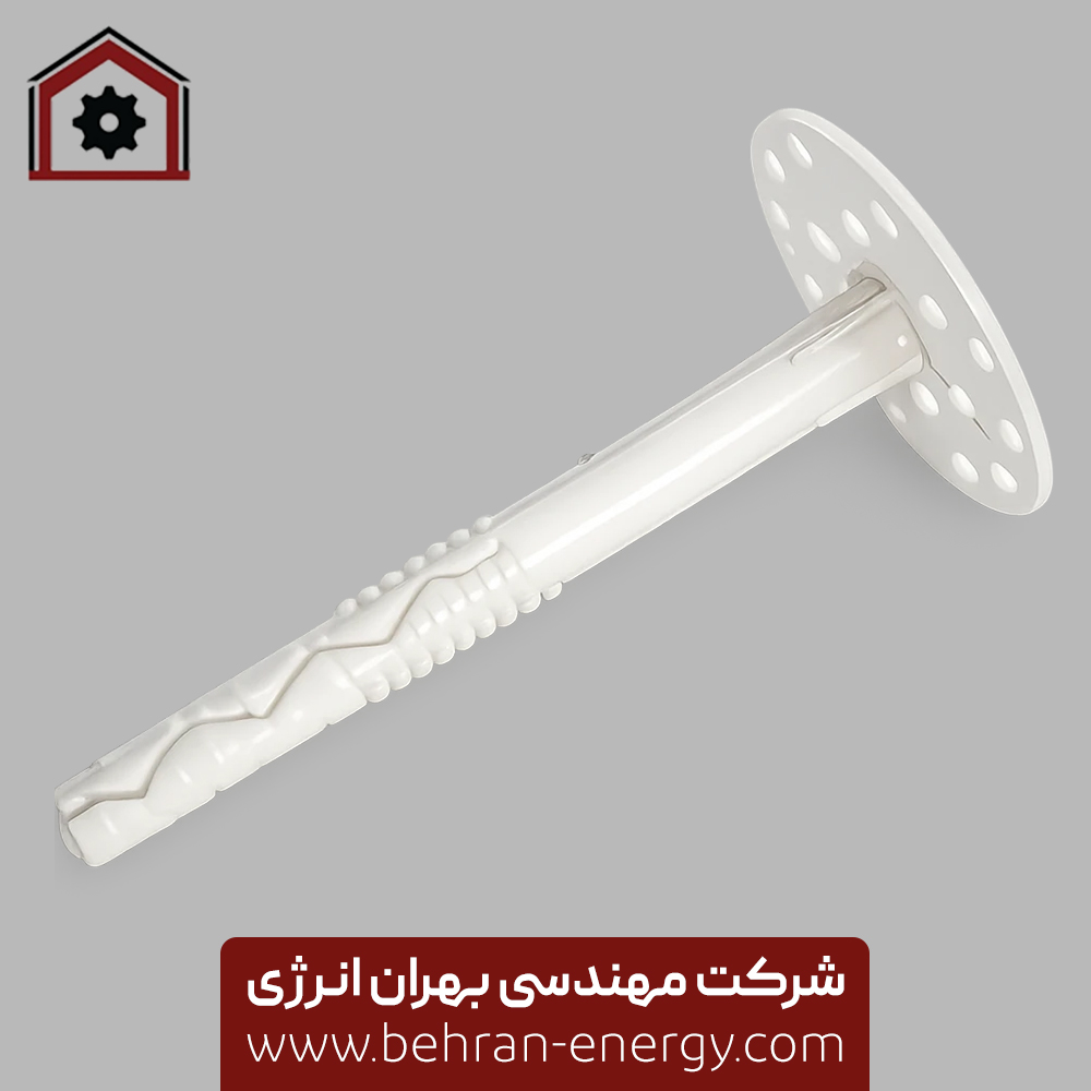 گل میخ سفید طول 12 سانت و قطر دیسک 6 سانت کد GK12 بهران انرژی