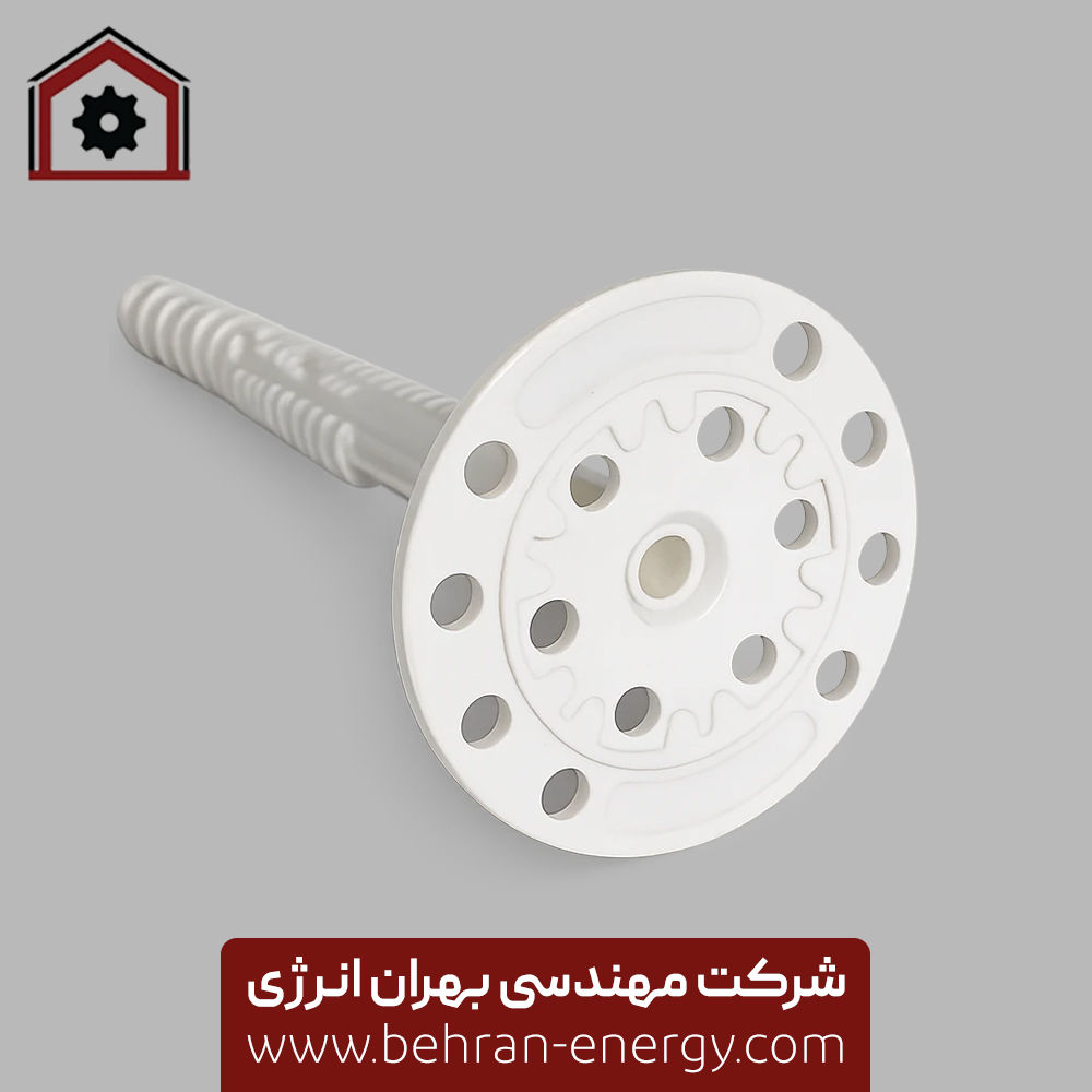 گل میخ سفید طول 12 سانت و قطر دیسک 6 سانت کد GK12 بهران انرژی