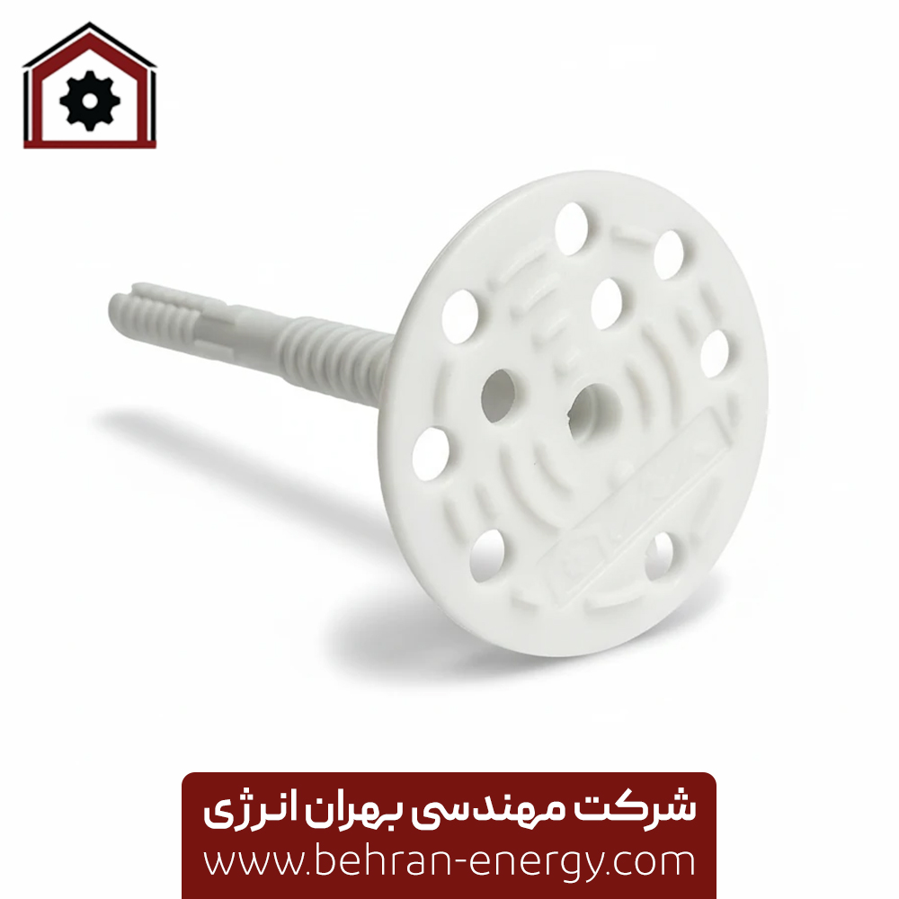 گل میخ سفید طول 9 سانت و قطر دیسک 6 سانت کد GK9 بهران انرژی
